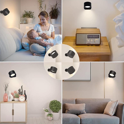 Şarjlı 360° Hareketli Kumandalı ve Dokunmatik Duvar LED – Delmeden Tak, Her Yeri Aydınlat!